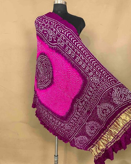 Purple & Pink Gajji Bandhani Dupatta