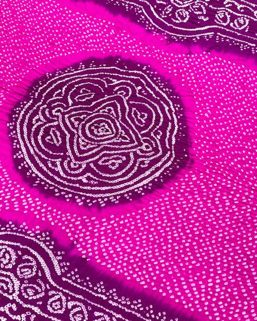 Purple & Pink Gajji Bandhani Dupatta