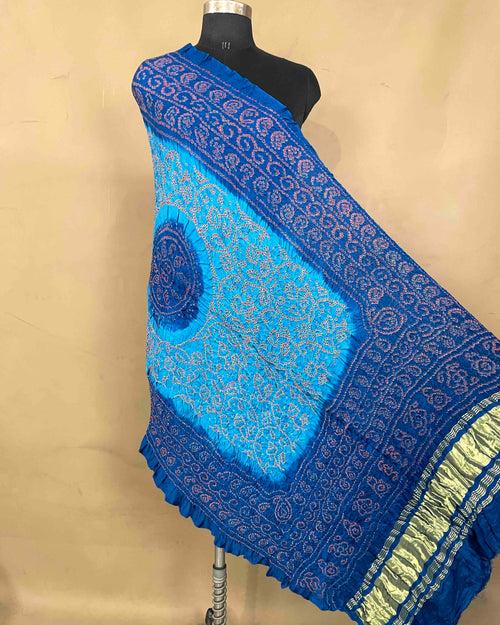 Blue & Light Blue Gajji Bandhani Dupatta