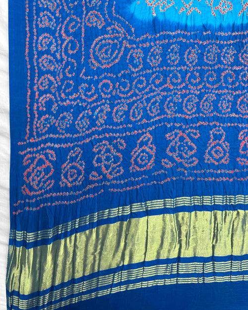 Blue & Light Blue Gajji Bandhani Dupatta