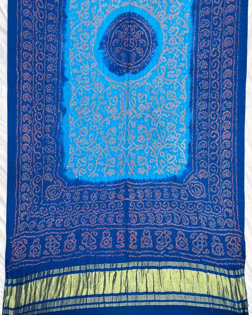 Blue & Light Blue Gajji Bandhani Dupatta