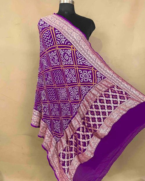 Purple Georgette Bandhani Dupatta