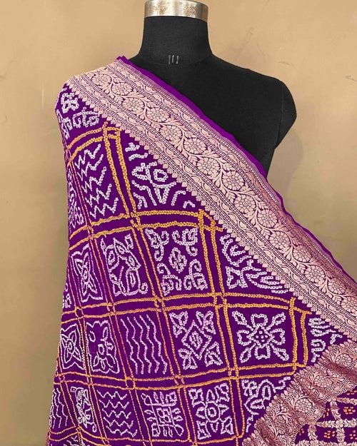 Purple Georgette Bandhani Dupatta