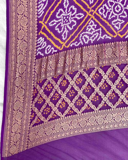 Purple Georgette Bandhani Dupatta