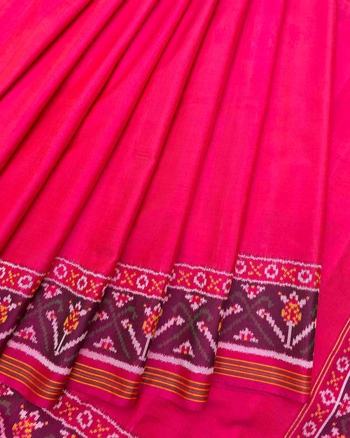 Pink Plain Patola Saree