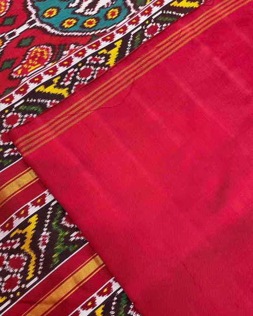 Red & Multicolour Narikunj Twill Patola Saree