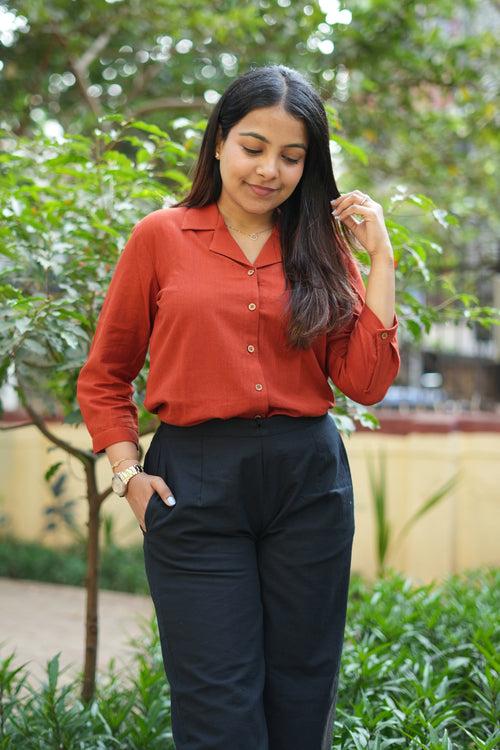 Malai Cotton Shirt- Burnt Orange