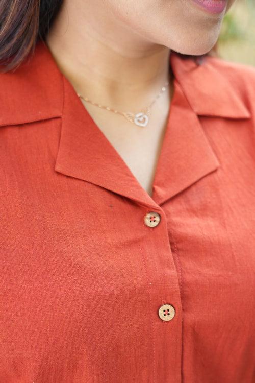 Malai Cotton Shirt- Burnt Orange