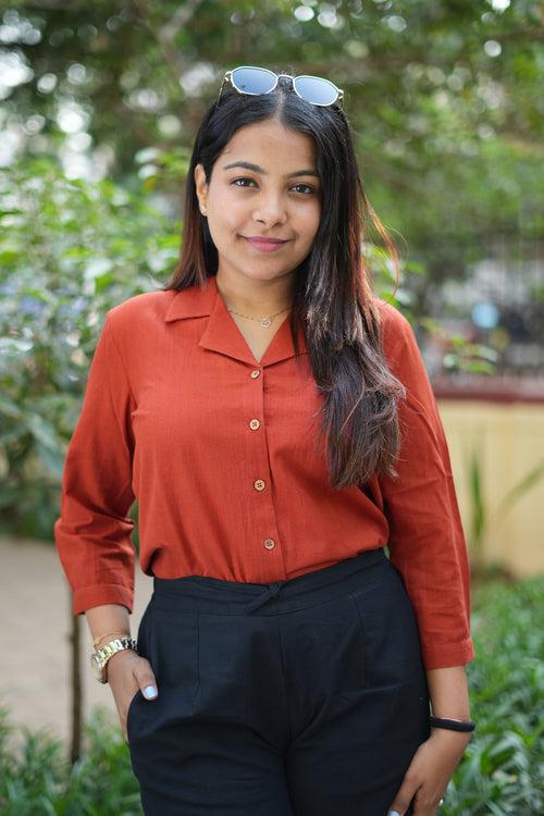 Malai Cotton Shirt- Burnt Orange