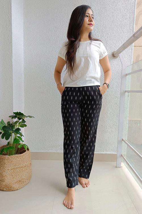 Black ikat pants