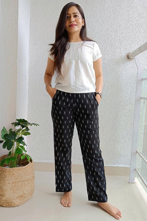 Black ikat pants