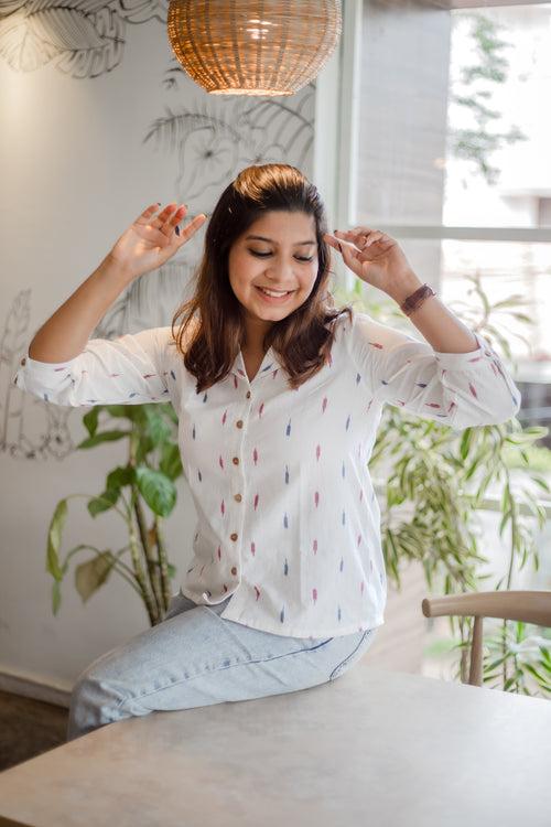 Daisy white Ikat shirt