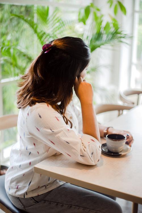 Daisy white Ikat shirt