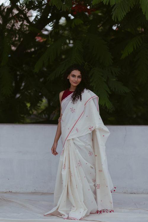 White Bengal Jamdani Saree