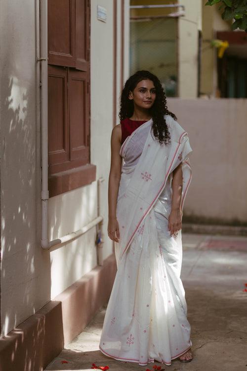 White Bengal Jamdani Saree