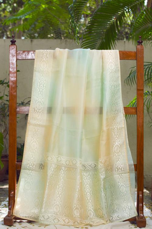 Jamdani Inspired - Embroidered Organza Saree