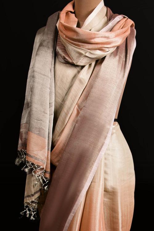 Classy Peach Tissue Linen Saree