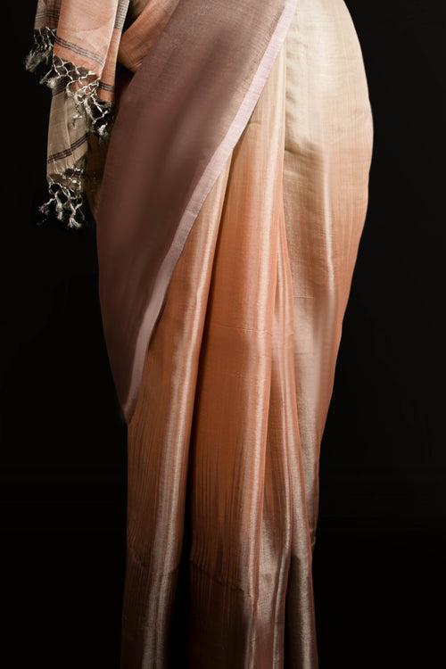 Classy Peach Tissue Linen Saree