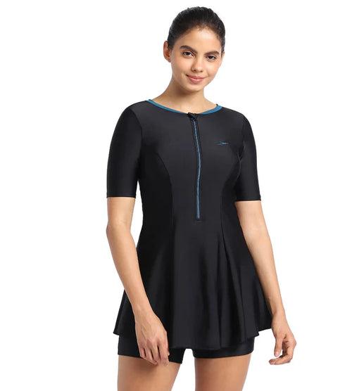 Speedo Women's Endurance10 Closedback Short Sleeve Swimdress With Boyleg