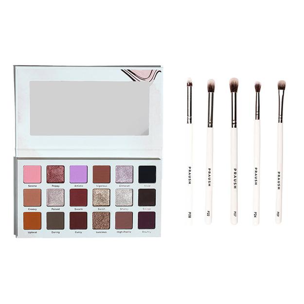 Eyeshadow Palette + Eye Brush Set (5 pcs) Bundle