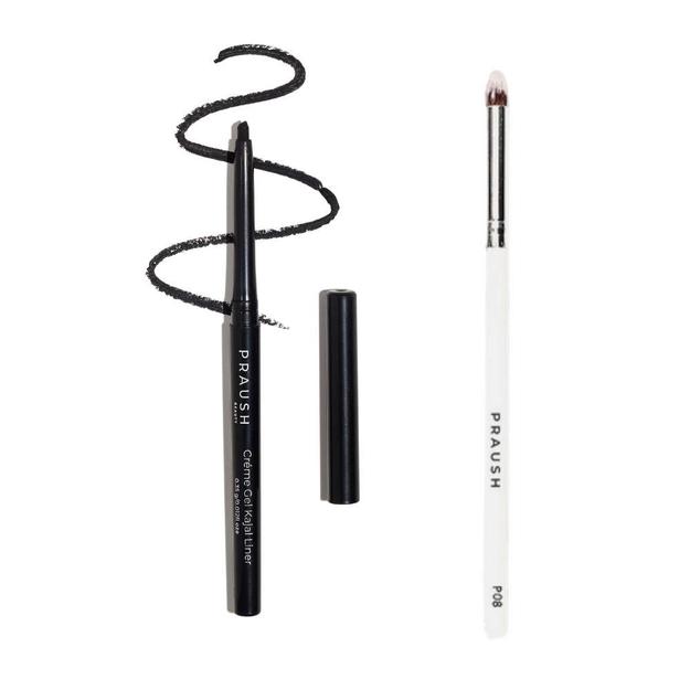 1 Creme Gel Kajal Liner + 1 P08 - Small Eyeshadow Blending Brush Bundle