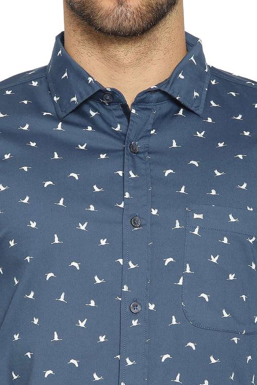 Basics Slim Fit Printed Stretch Shirt