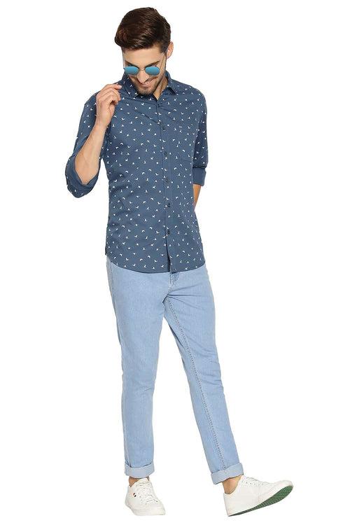 Basics Slim Fit Printed Stretch Shirt