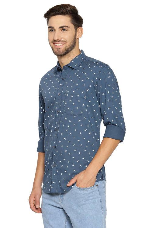 Basics Slim Fit Printed Stretch Shirt