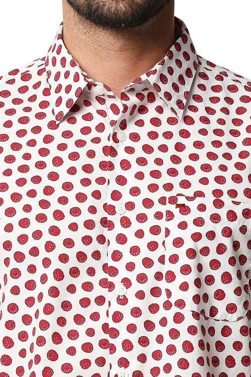 Basics Slim Fit Digital Poplin Printed Shirt