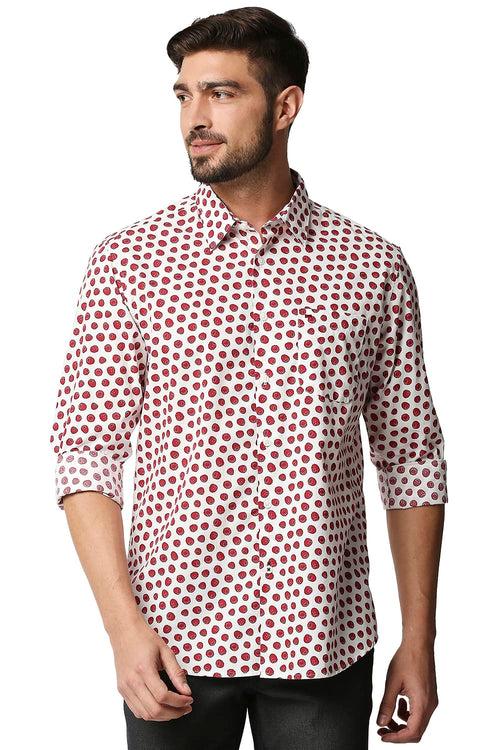 Basics Slim Fit Digital Poplin Printed Shirt