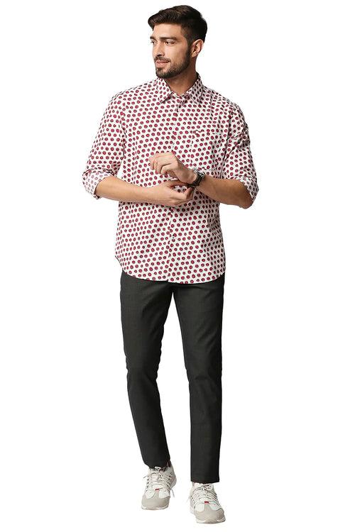 Basics Slim Fit Digital Poplin Printed Shirt