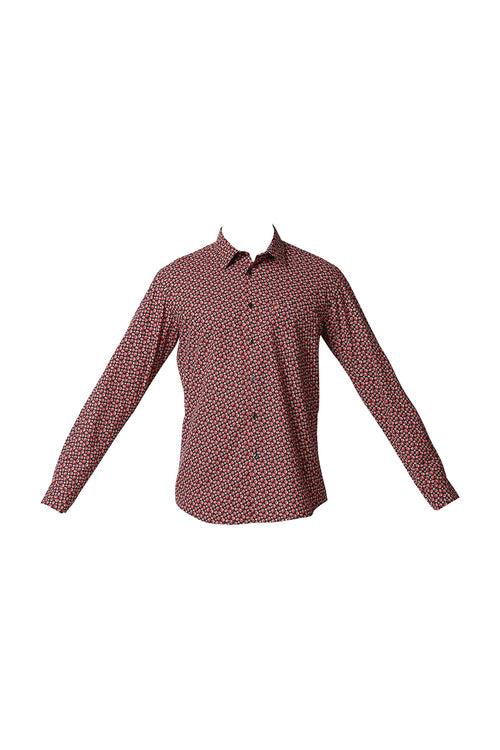 Basics Slim Fit Digital Poplin Printed Shirt