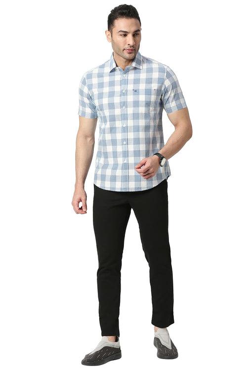 Slim Fit Cotton Checks Halfsleeves Shirt