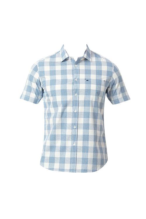 Slim Fit Cotton Checks Halfsleeves Shirt