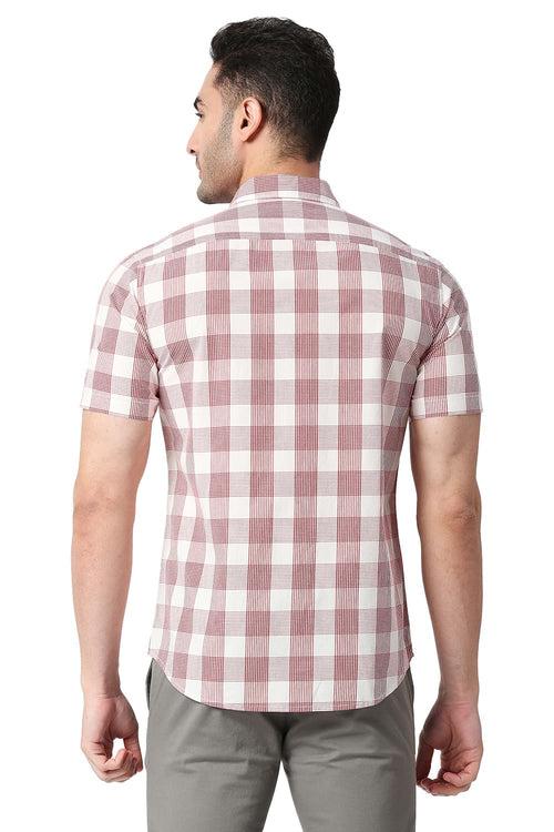 Slim Fit Cotton Checks Halfsleeves Shirt