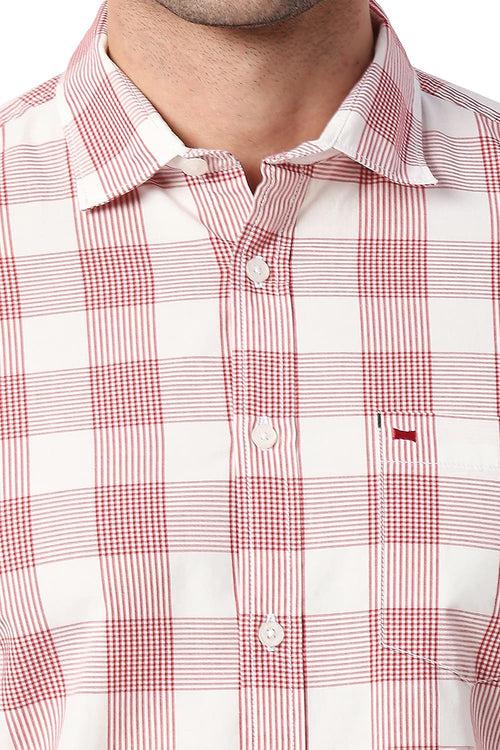 Slim Fit Cotton Checks Halfsleeves Shirt