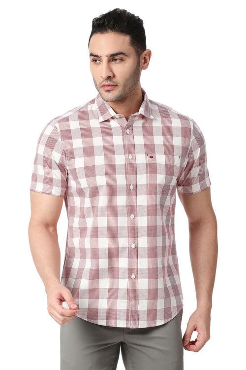 Slim Fit Cotton Checks Halfsleeves Shirt