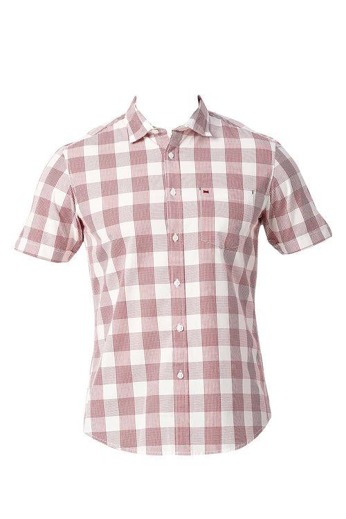 Slim Fit Cotton Checks Halfsleeves Shirt