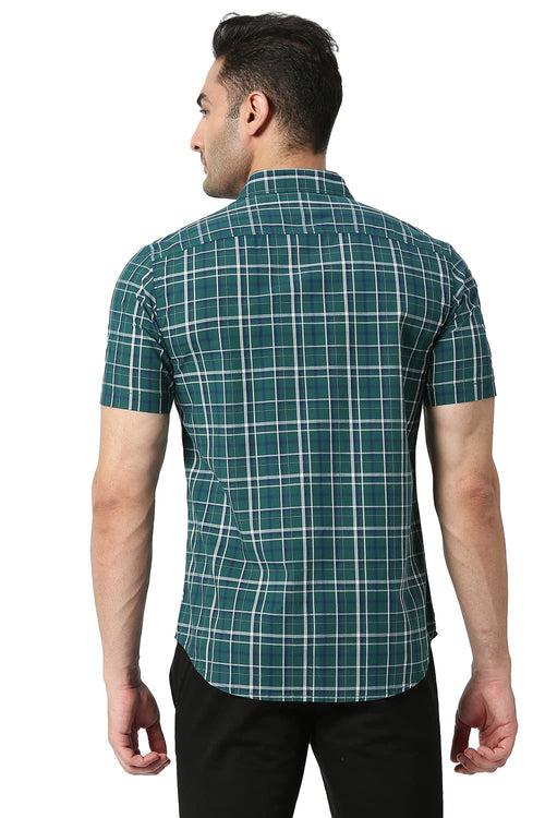 Slim Fit Cotton Checks Halfsleeves Shirt