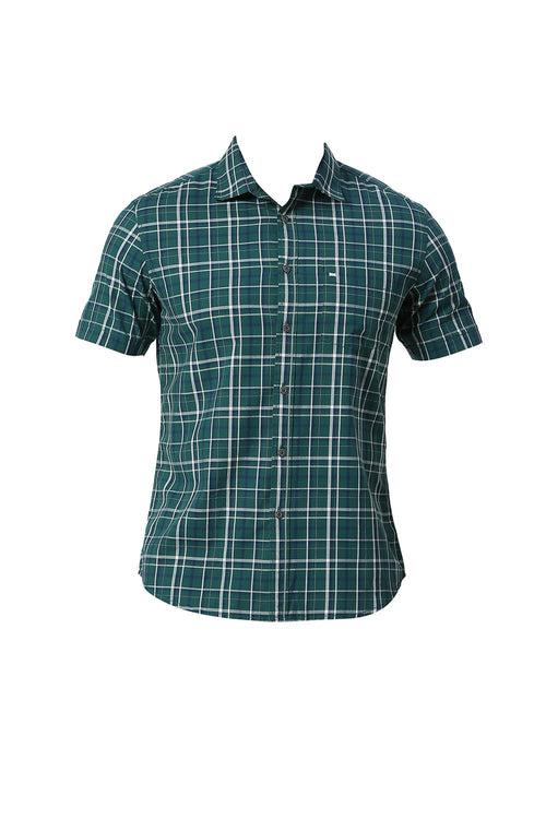 Slim Fit Cotton Checks Halfsleeves Shirt