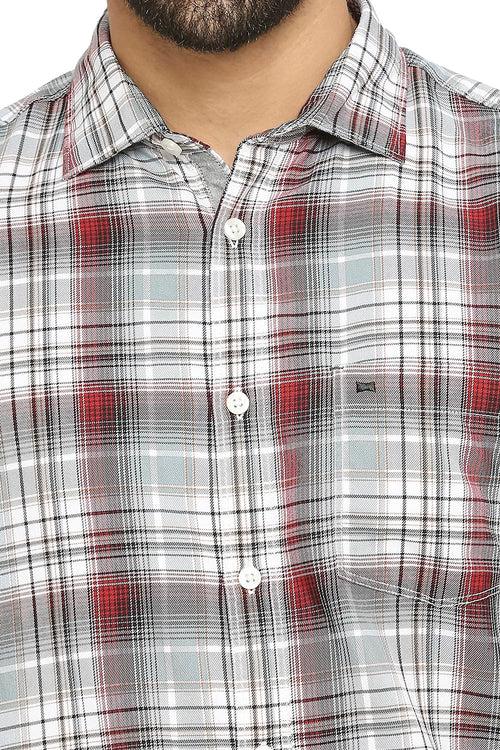 Slim Fit Cotton Polyester Twill Checks Halfsleeves Shirt