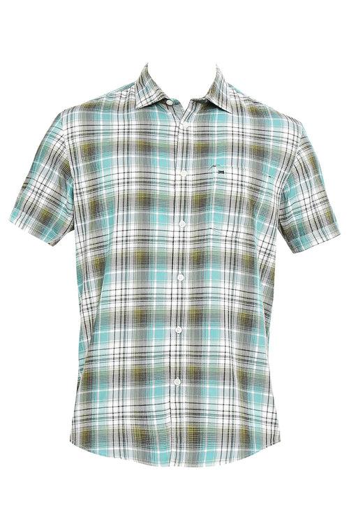 Slim Fit Cotton Polyester Twill Checks Halfsleeves Shirt