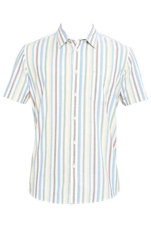 Slim Fit Cotton Oxford Stripe Halfsleeves Shirt