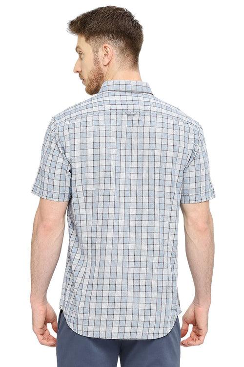 Slim Fit Cotton Checks Halfsleeves Shirt