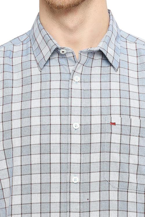 Slim Fit Cotton Checks Halfsleeves Shirt