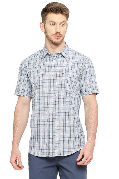 Slim Fit Cotton Checks Halfsleeves Shirt