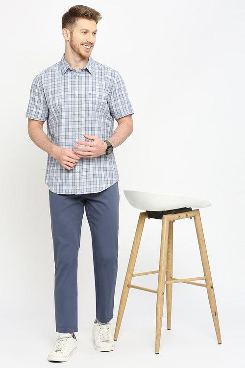 Slim Fit Cotton Checks Halfsleeves Shirt