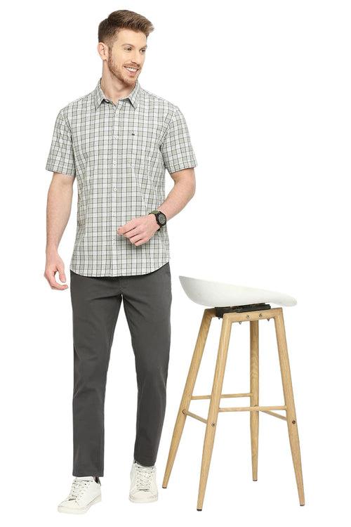 Slim Fit Cotton Checks Halfsleeves Shirt