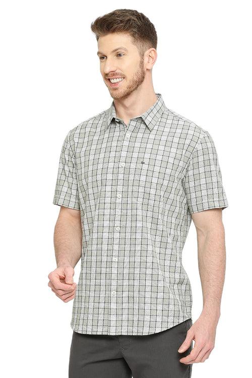 Slim Fit Cotton Checks Halfsleeves Shirt