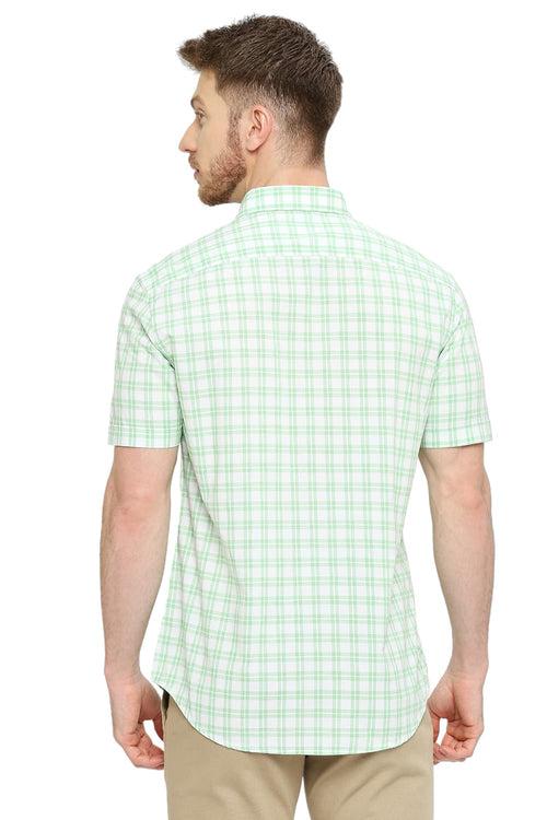 Slim Fit Cotton Checks Halfsleeves Shirt